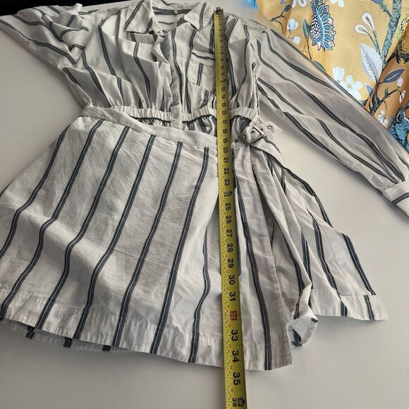 Free People High Vibrations Shirt Dress Wrap Skirt Belted Medium Striped Preppy - Picture 10 of 10
